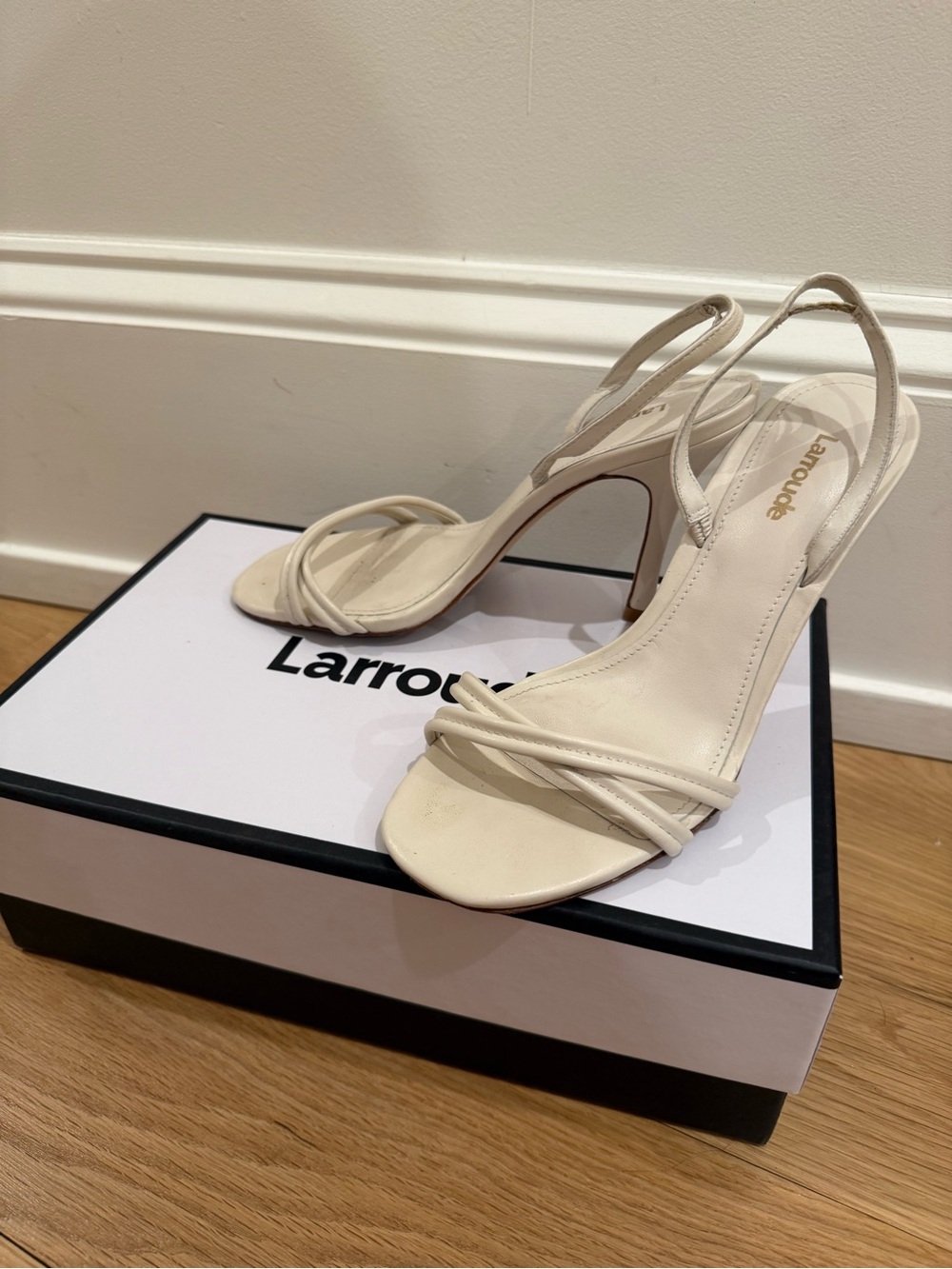 Larroude Annie Ivory Strappy Slingback Sandals